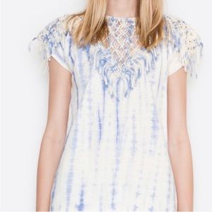 PEPIN Tie Dye Tassel V-Neck Top XS